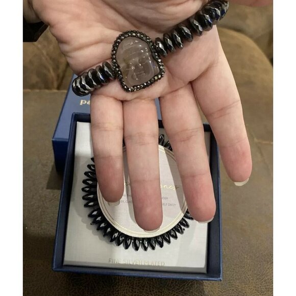 Paige Harper Pair Of 2 Slider Bracelets Fine Silver Plated Sacred Stones - Picture 5 of 6